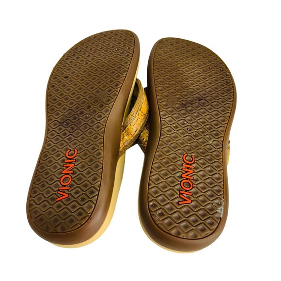 Vionic Tide II FLip FlopTan Gold Women's Orthotic Support Thong Sandals 6 Beach - Picture 6 of 8